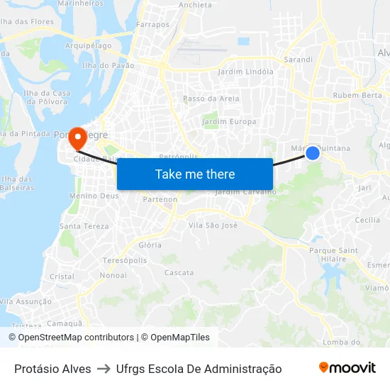 Protásio Alves to Ufrgs Escola De Administração map
