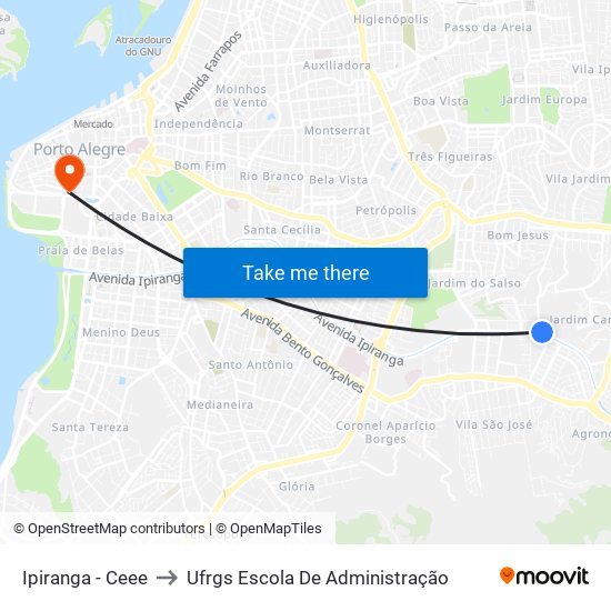 Ipiranga - Ceee to Ufrgs Escola De Administração map