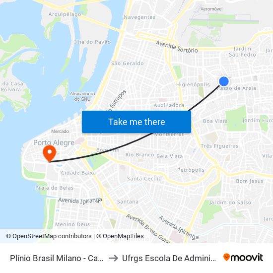Plínio Brasil Milano - Carrefour to Ufrgs Escola De Administração map