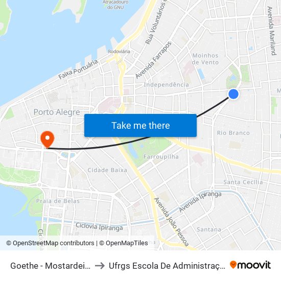 Goethe - Mostardeiro to Ufrgs Escola De Administração map