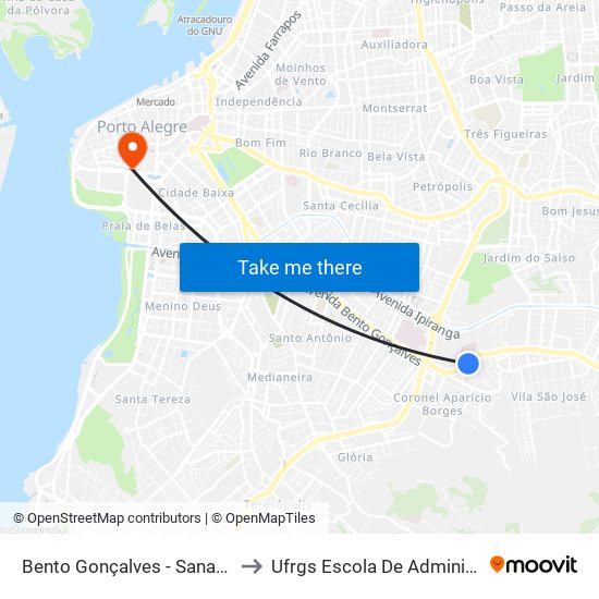 Bento Gonçalves - Sanatório Bc to Ufrgs Escola De Administração map