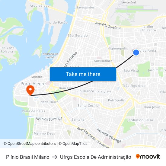 Plínio Brasil Milano to Ufrgs Escola De Administração map