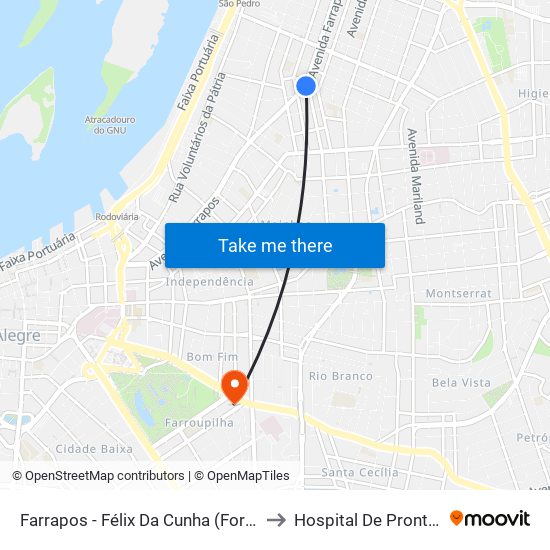 Farrapos - Félix Da Cunha (Fora Do Corredor) to Hospital De Pronto Socorro map