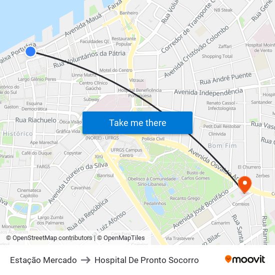 Estação Mercado to Hospital De Pronto Socorro map