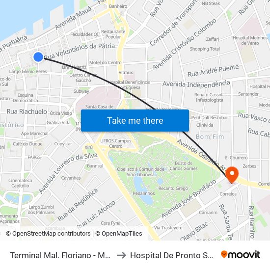 Terminal Mal. Floriano - Mercado to Hospital De Pronto Socorro map
