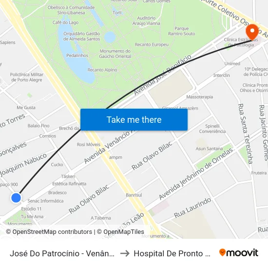 José Do Patrocínio - Venâncio Aires to Hospital De Pronto Socorro map