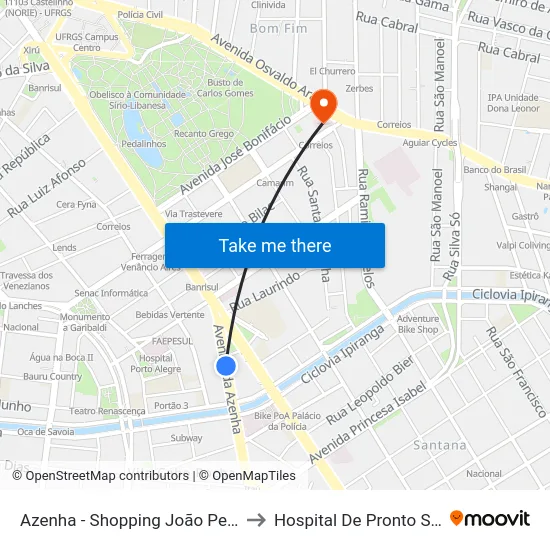 Azenha - Shopping João Pessoa Cb to Hospital De Pronto Socorro map