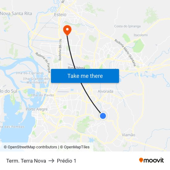 Term. Terra Nova to Prédio 1 map