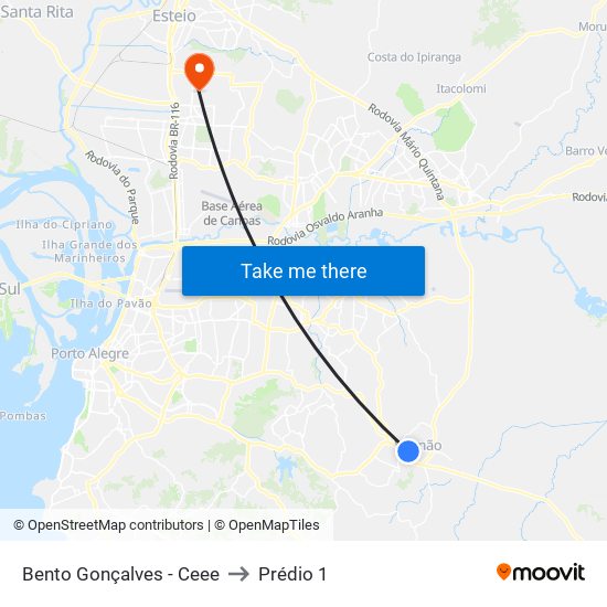 Bento Gonçalves - Ceee to Prédio 1 map