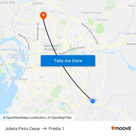 Julieta Pinto Cesar to Prédio 1 map