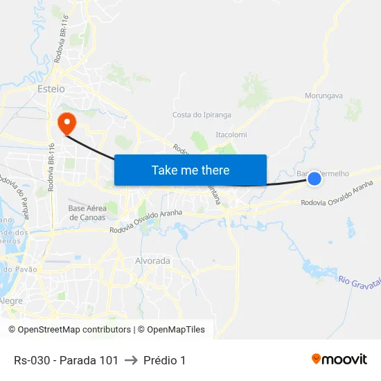 Rs-030 - Parada 101 to Prédio 1 map