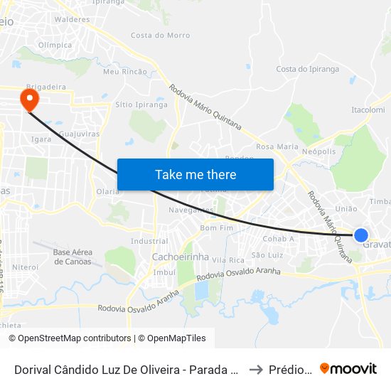 Dorival Cândido Luz De Oliveira - Parada 79 to Prédio 1 map