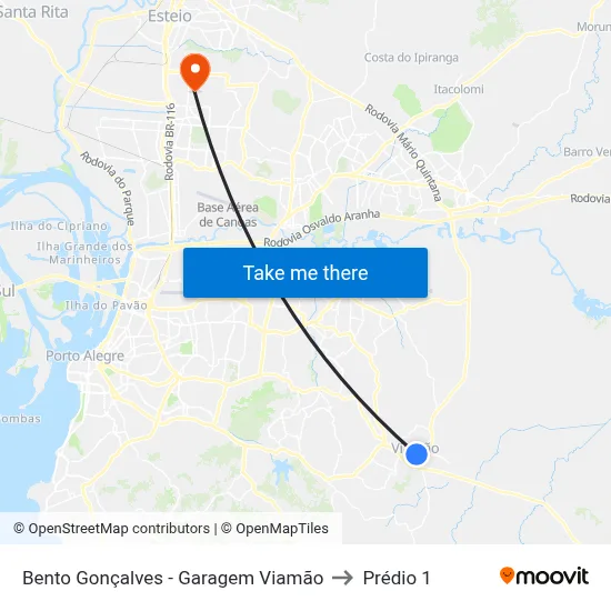 Bento Gonçalves - Garagem Viamão to Prédio 1 map
