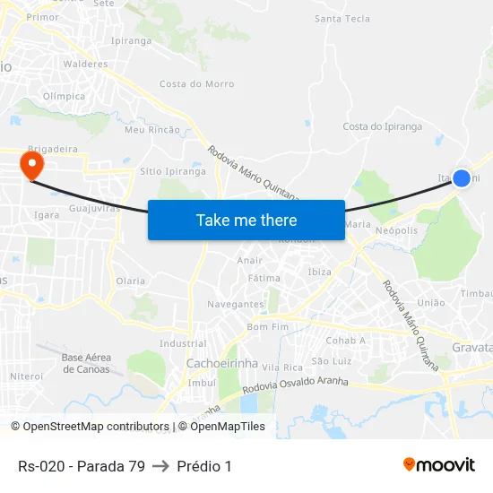 Rs-020 - Parada 79 to Prédio 1 map