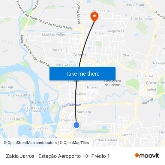 Zaida Jarros - Estação Aeroporto to Prédio 1 map