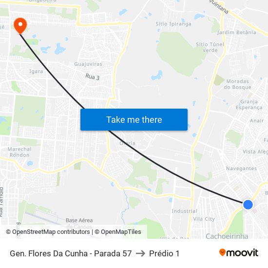 Gen. Flores Da Cunha - Parada 57 to Prédio 1 map