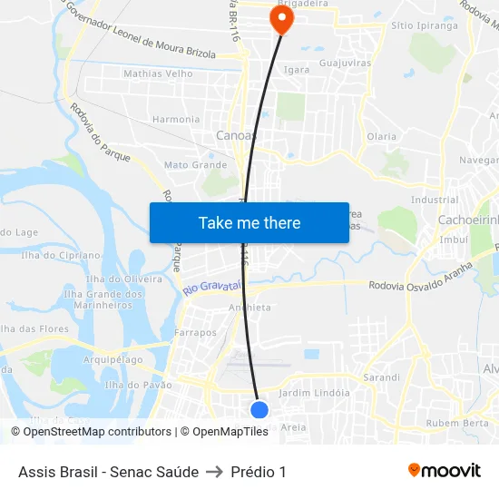 Assis Brasil - Senac Saúde to Prédio 1 map