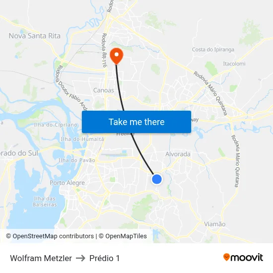 Wolfram Metzler to Prédio 1 map