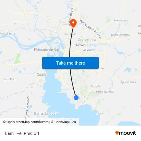 Lami to Prédio 1 map