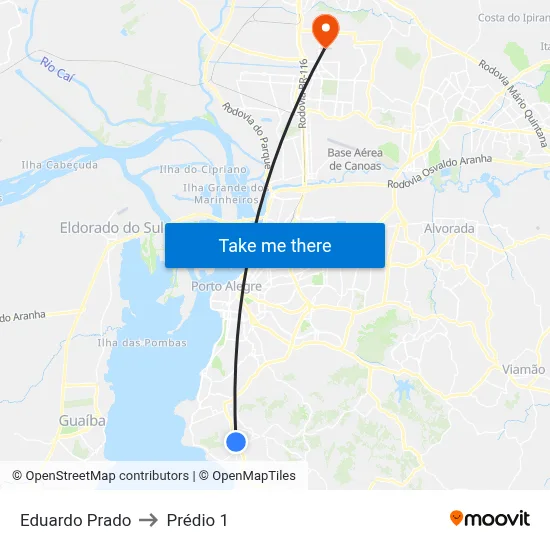 Eduardo Prado to Prédio 1 map