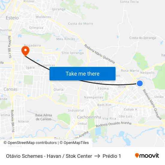 Otávio Schemes - Havan / Stok Center to Prédio 1 map