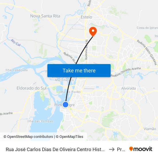 Rua José Carlos Dias De Oliveira Centro Histórico Porto Alegre - Rs 90010-111 Brasil to Prédio 1 map