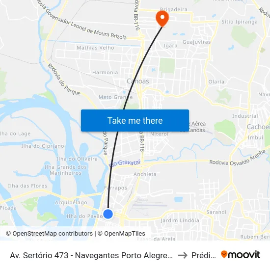 Av. Sertório 473 - Navegantes Porto Alegre - Rs Brasil to Prédio 1 map