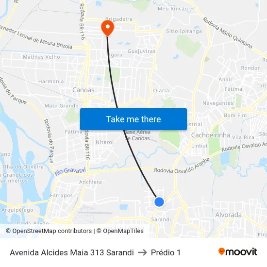 Avenida Alcides Maia 313 Sarandi to Prédio 1 map