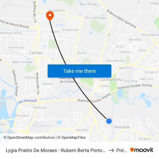 Lygia Pratini De Moraes - Rubem Berta Porto Alegre - Rs 91170-400 Brasil to Prédio 1 map