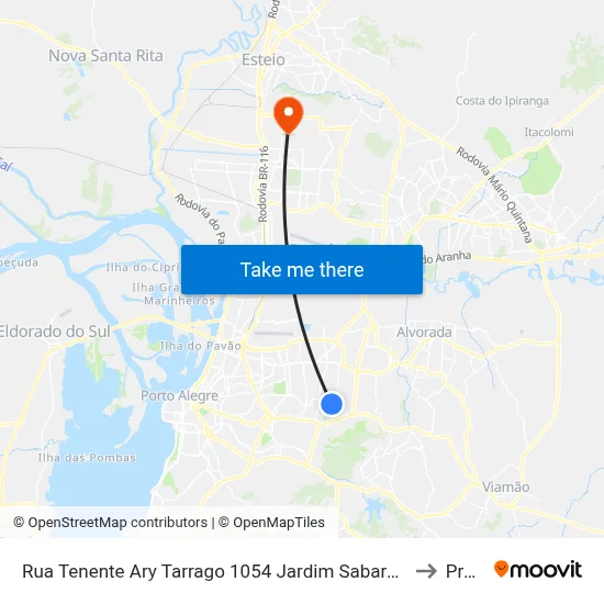 Rua Tenente Ary Tarrago 1054 Jardim Sabará Porto Alegre - Rs 91510-390 Brasil to Prédio 1 map