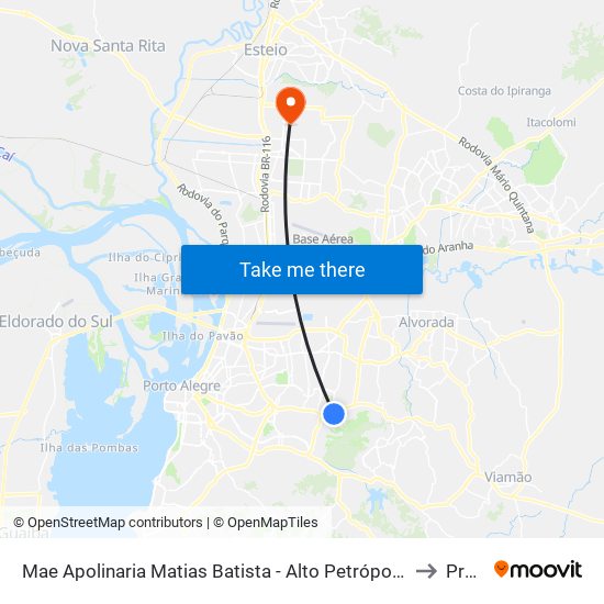 Mae Apolinaria Matias Batista - Alto Petrópolis Porto Alegre - Rs 91450-150 Brasil to Prédio 1 map