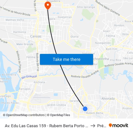 Av. Edu Las Casas 159 - Rubem Berta Porto Alegre - Rs 91180-550 Brasil to Prédio 1 map