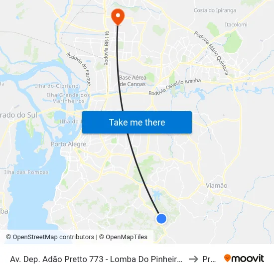 Av. Dep. Adão Pretto 773 - Lomba Do Pinheiro Porto Alegre - Rs 91570-730 Brasil to Prédio 1 map