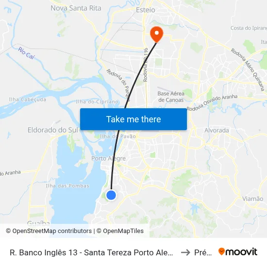 R. Banco Inglês 13 - Santa Tereza Porto Alegre - Rs 90840-600 Brasil to Prédio 1 map