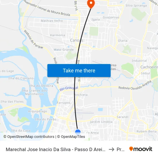 Marechal Jose Inacio Da Silva - Passo D Areia Porto Alegre - Rs 90520-280 Brasil to Prédio 1 map