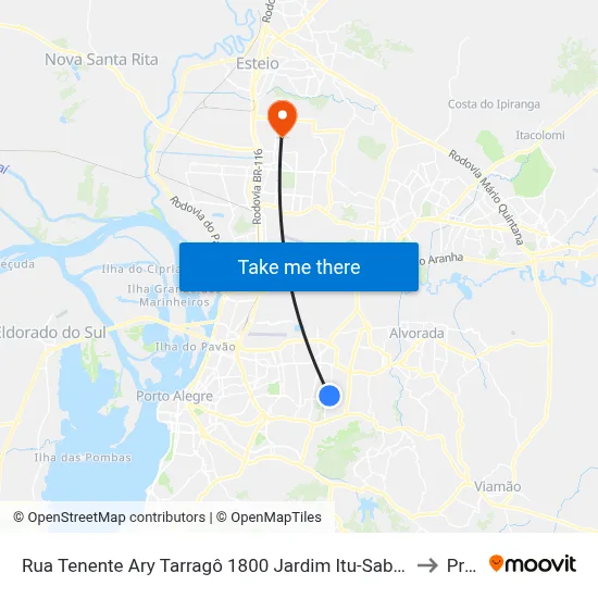 Rua Tenente Ary Tarragô 1800 Jardim Itu-Sabará Porto Alegre - Rio Grande Do Sul 91215 Brasil to Prédio 1 map