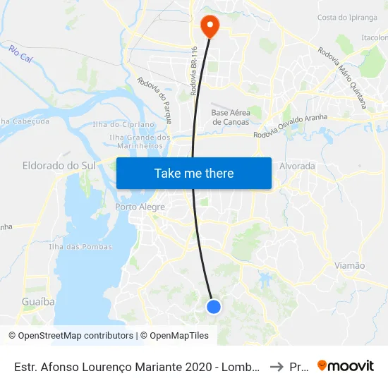 Estr. Afonso Lourenço Mariante 2020 - Lomba Do Pinheiro Porto Alegre - Rs 91550-671 Brasil to Prédio 1 map
