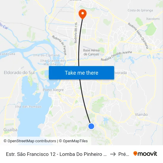Estr. São Francisco 12 - Lomba Do Pinheiro Porto Alegre - Rs Brasil to Prédio 1 map