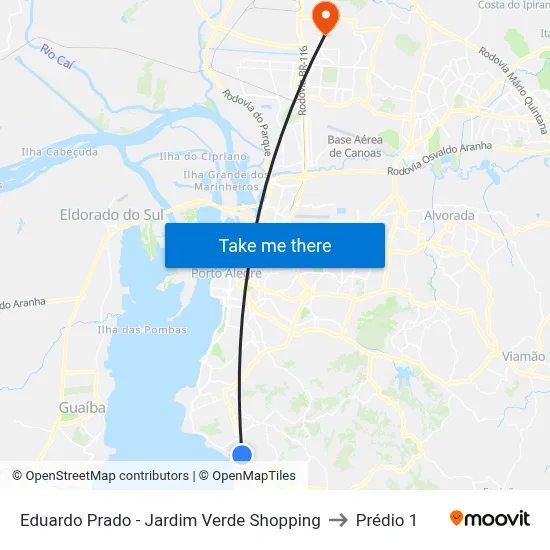 Eduardo Prado - Jardim Verde Shopping to Prédio 1 map
