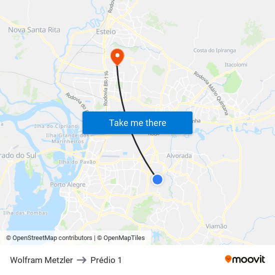 Wolfram Metzler to Prédio 1 map