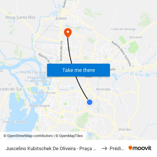 Juscelino Kubitschek De Oliveira - Praça México to Prédio 1 map