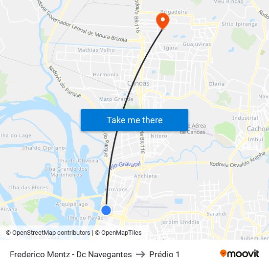 Frederico Mentz - Dc Navegantes to Prédio 1 map