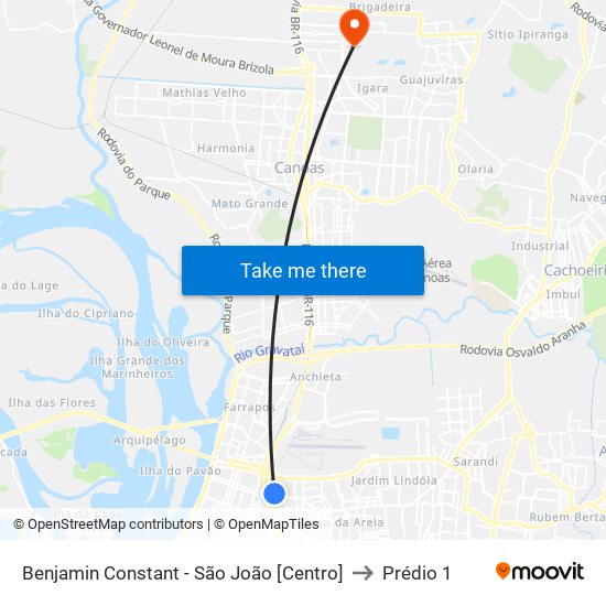 Benjamin Constant - São João [Centro] to Prédio 1 map