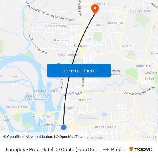Farrapos - Prox. Hotel De Conto (Fora Do Corredor) to Prédio 1 map
