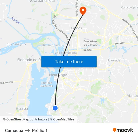 Camaquã to Prédio 1 map