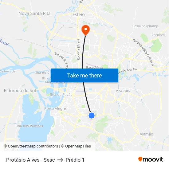 Protásio Alves - Sesc to Prédio 1 map