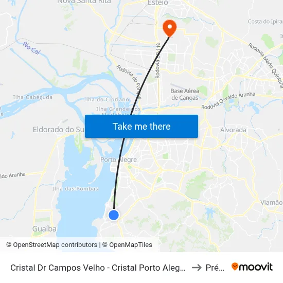 Cristal Dr Campos Velho - Cristal Porto Alegre - Rs 90820-030 Brasil to Prédio 1 map