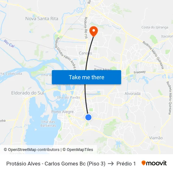Protásio Alves - Carlos Gomes Bc (Piso 3) to Prédio 1 map