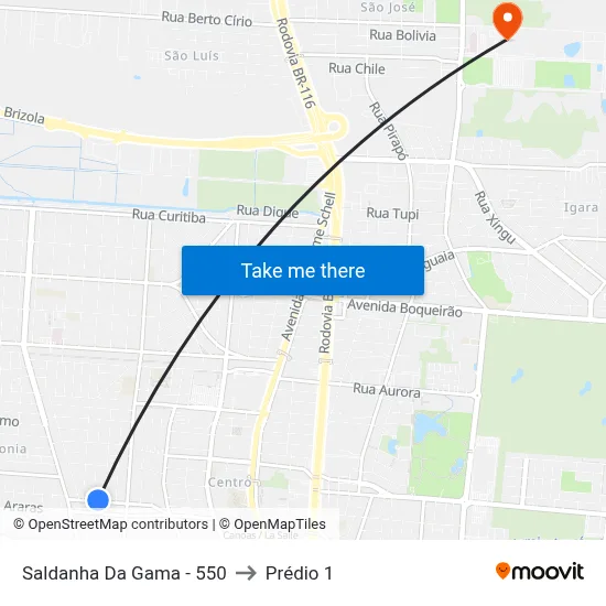 Saldanha Da Gama - 550 to Prédio 1 map