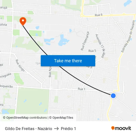 Gildo De Freitas - Nazário to Prédio 1 map